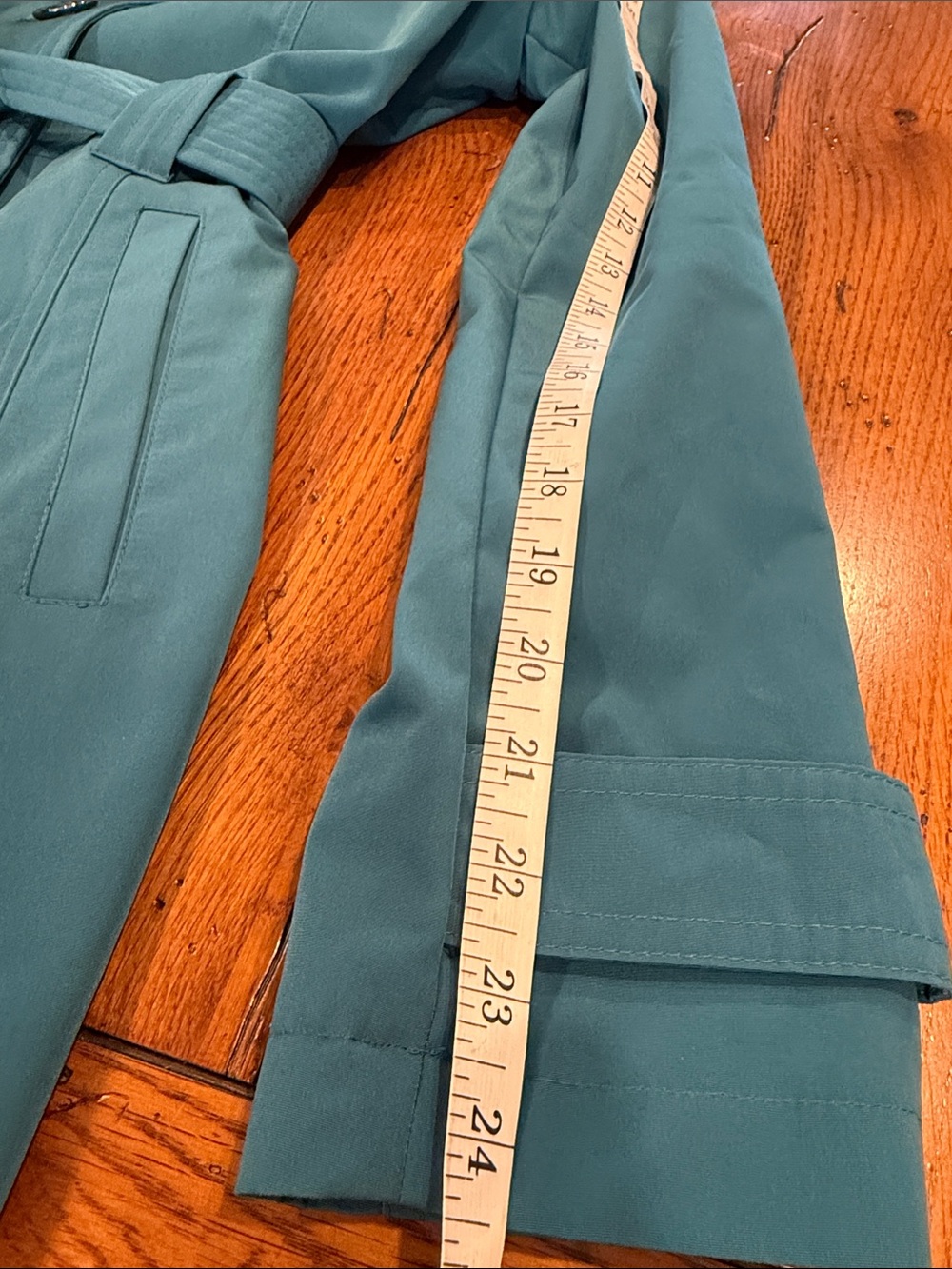 London Fog Teal Blue Classic Trench Coat Rain Jacket Petite XS PXS - Picture 9 of 11
